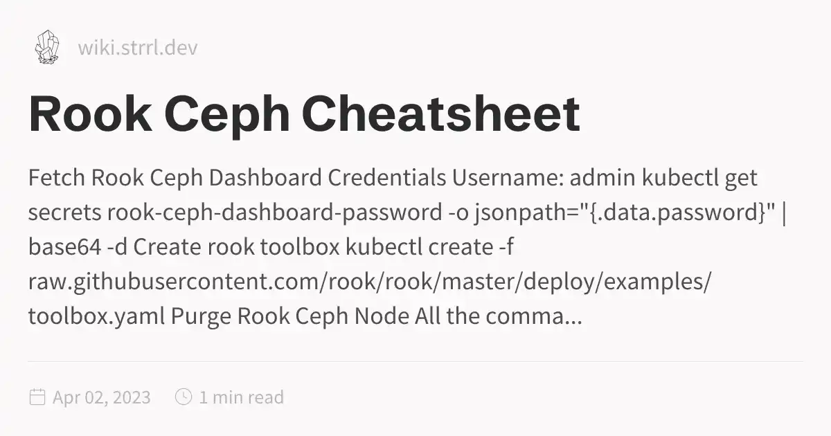 Rook Ceph Cheatsheet
